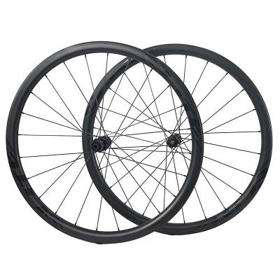 China Road Bikes ELITEWHEELS 700C Carbon Fiber Gravel Bike Wheelset 35mm Depth 22mm Width Inner Bicycle Wheels for sale