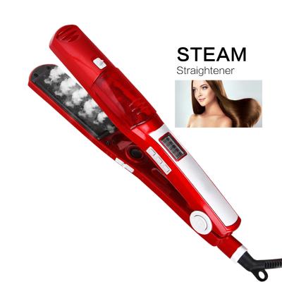 China Safety Steam Hair Straightener 2 in 1 Tron Flat Iron Professional Ceramic Steam Hair Straightener for sale