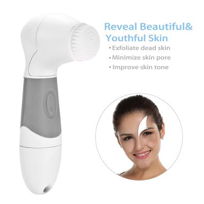 China Best Detergent Face Lift Brush 4 Head Electric Interchangeable Deep Facial Silicone Electric Facial Cleansing Brush for sale