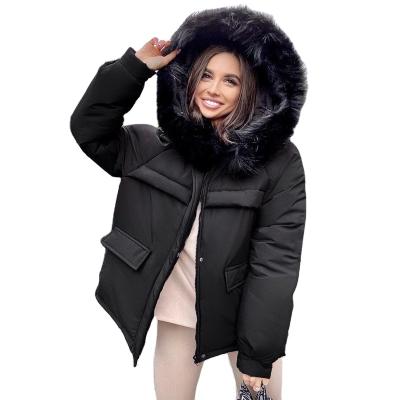 China Custom 95% Winter Wear Waterproof Cotton Warm Padded Snow Wear Jackets For Woman Fur Coats for sale