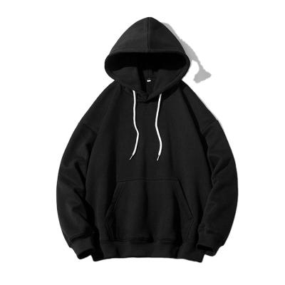 China Sustainable custom knit hoodie 100% polyester plain black blank men's hoodies unisex clothes for sale