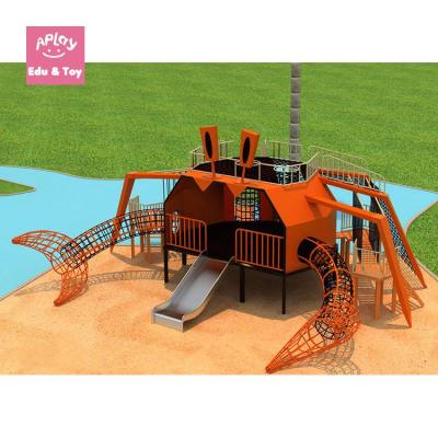 China Plastic Playground Crab Climbing Frame and Slide Set Outdoor Stainless Landscape Rope Net Playground for sale