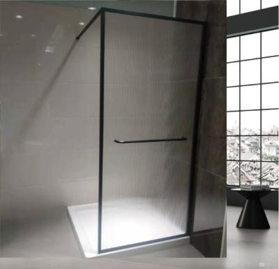 China Modern Shower Door Shower Enclosure With Black Frame Grooved Glass for sale