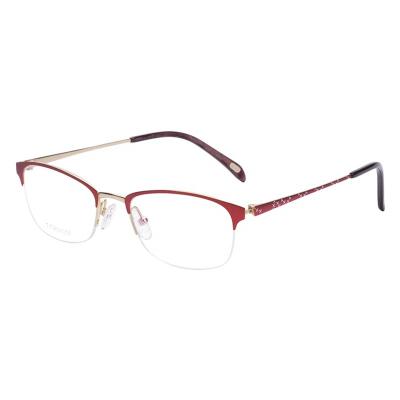 China Classic Memory Titanium Frame Glasses Optical Classic Women Half-framed Glass Metal Eyeglasses Frame for sale