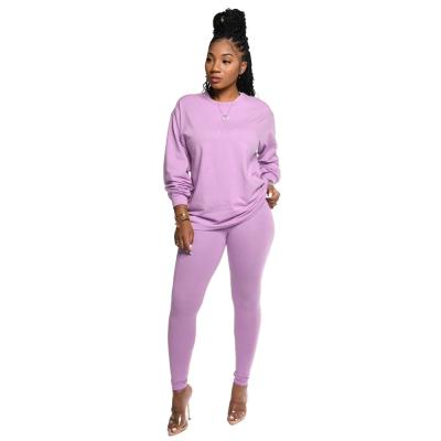 China Solid Color Breathable Women Long Sleeve Women Sweater Hoodie Pencil Pants Two Piece Set Clothing Set for sale