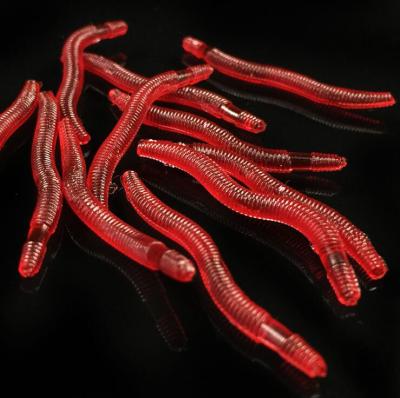 China WeiHe 3.5cm 0.25g fishing realistic bait WH-SL058 red fluorescent luminescent smell artificial fish bait simulation earthworm bait for sale