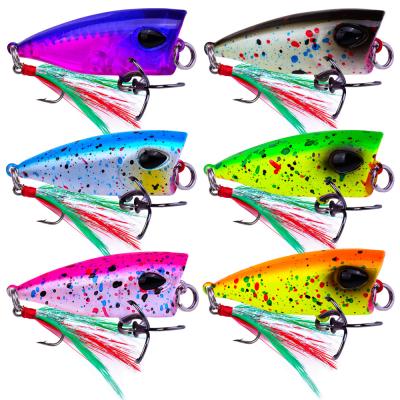 China WeiHe Plastic 4.3cm 4g Mini Popper Lure Trout Lures Fishing Lure Topwater Bait Crankbait Wobbler Minnow for sale