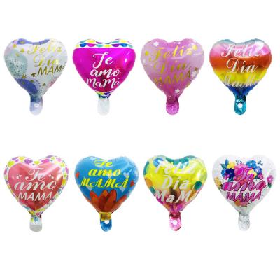 China Wholesale Customized 10 Inch Self Sealing Mothers Day Helium Foil Spanish Heart Shaped Balloons for sale