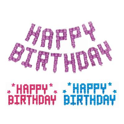 China Wholesale Colorful 16inch Square Self-shutter Happy Birthday Letter Balloon Set Birthday Party Decoration Aluminum Foil Balloon Crystal for sale