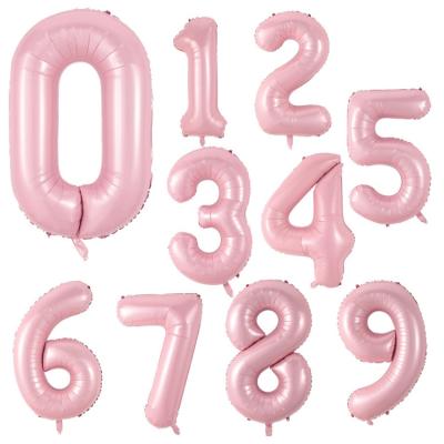 China Promotional Toy 40 Inch Body Light Pink Thin Pearl 0 - 9 Number Foil Balloon Birthday Party Wedding Decorate Number Balloons Wholesale for sale