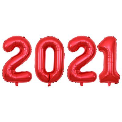 China Party Decoration New Year Party Helium Balloons Numbers 16inch 2021 Promotional Foil Balloon for sale