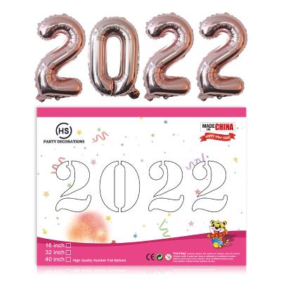 China 16 Inch Self-Sealing Number 2022 Individual Pack Multiple Colors Are Available Single Card Packing Number Balloon Wholesale for sale