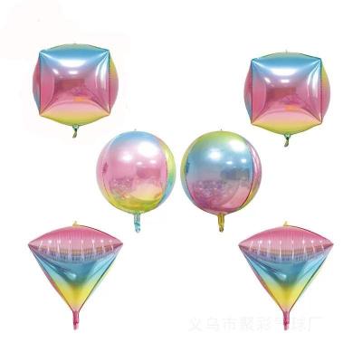 China Advertising Toy 24 Inch 4d Diamond Aluminum Foil Balloon Birthday Party Wedding Decoration 22 Inch Gradient Color Square Helium Balloon for sale