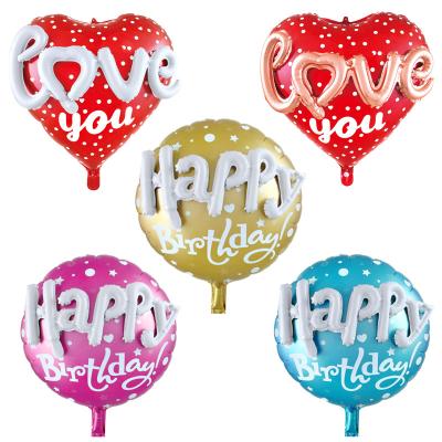 China 22 Inch Self-Sealing Round Assemble Happy Assemble Love United Round Birthday Letter Balloon Party Decoration Aluminum Foil Balloon for sale