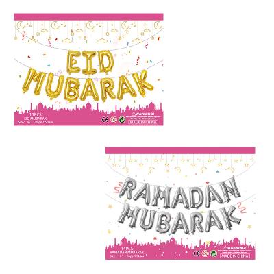 China Eid Party Set 16inch Letter Muslim Ramadan Mubarak Star Ramadan Mubarak Auto Shutter Moon Decorate Foil Balloon Wholesale for sale