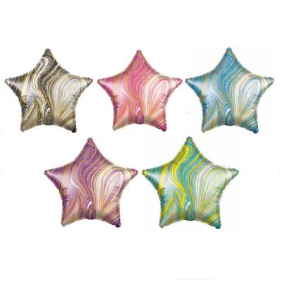 China Toy New Design Agate Color Promotional Five-pointed Star Balloon Party Decorations Aluminum Foil Balloon for sale