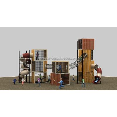 China Big Kids 3+ Customized Climbing Theme Playground Wall Equipment Outdoor Wooden Rope Slide Stainless Steel Playground For Sale for sale