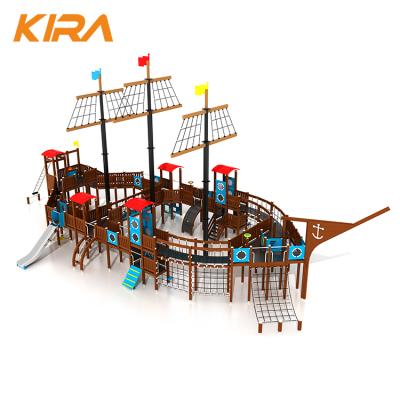 China New Kids 3+ Outdoor Plastic Slide Pirate Ship Playground for sale