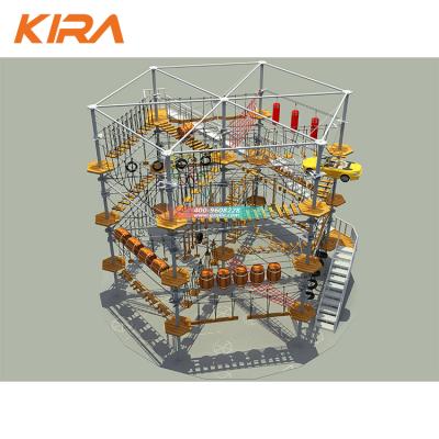 China High Challenge 3+ Obstacle Rope Course Playground Equipment Climbing Rope Course Outdoor Adventure for sale