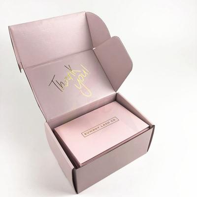 China Recycled Materials Custom Gold Foil Embossed Logo Printing Pink Mailer Box, 12x9x4Gift Craft Packaging Shipping Box For Dress for sale