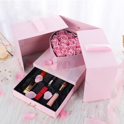 China Recycled Materials Wholesale Customized Luxury Heart Shaped Matt Lamination Black Cosmetic Box Lipstick Boxes for sale