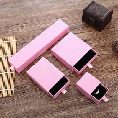 China Eco-friendly Wholesale Custom Small Pink Earring Necklace Ring Jewelry Packaging Box With Logo for sale