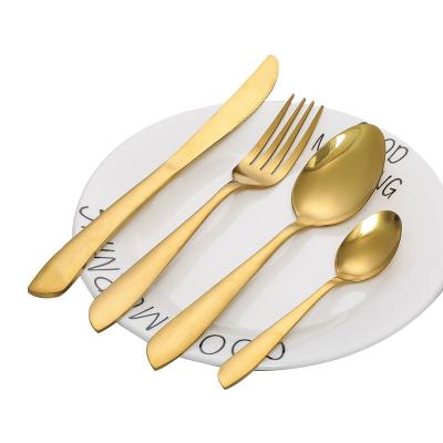 China Sustainable Gold Plated Knife And Fork Tableware For Western Food Four Piece Set Of Stainless Steel Tableware Household Gold-plated Tablewar for sale