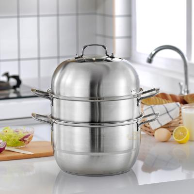 China Sustainable Steamer Pot Oem Hot Selling Large Stainless Steel 2/3 Layer Restaurants Kitchenware Soup Pot Food Steamer Pot for sale