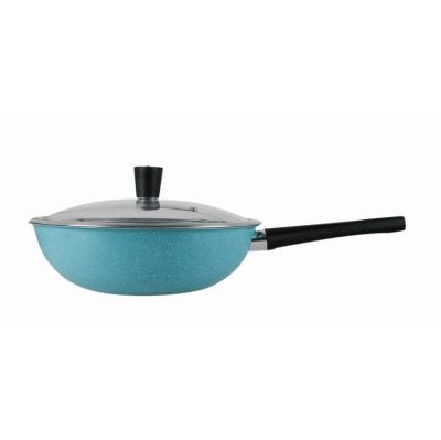 China Sustainable Durable Long Handle Coating Kitchenware Nonstick Kitchen Stainless Steel Frying Wok for sale