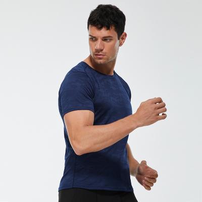 China Gym Workout Sleeve Shorts Anti-Wrinkle Men's Wicking Breathable T-shirt Sportswear Men's Sweat Quick Dry for sale