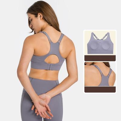 China Low MOQ Breathable Super High Quality Gym Wear For Women High Printing Fixed Cup Adjustable Fitness Performance Bra for sale