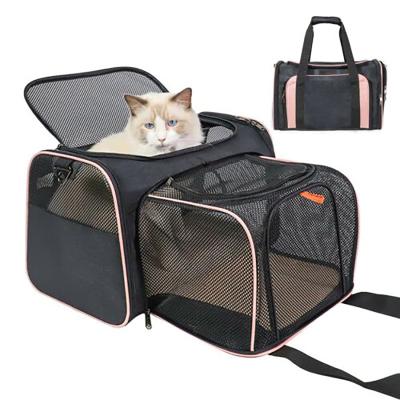 China Pet Backpack Carrier Bag Breathable Space Increase Pet Cat Dog Puppy Shoulder Bag Travel Bag for sale