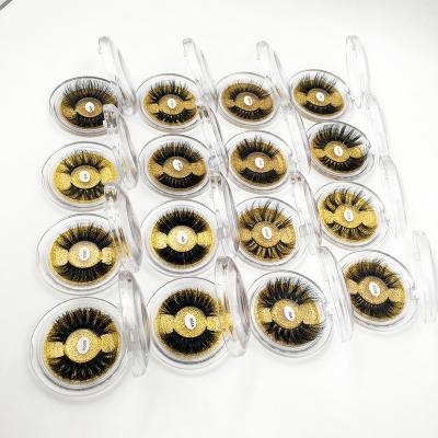 China Fluffy Highlights 25mm Mink Lashes Rise With New Round Box Eye Fluffy Dramatic Wholesale Highlights for sale