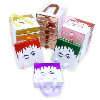 China Lashes Box Boxes Square Cases Private Label Lash Packaging Portable Eye Lash Paper Boxes Custom Logo for sale