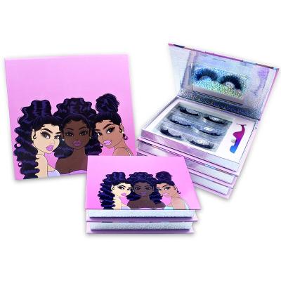 China Wick Box 3 Pairs Lash Book Box Big Medium Eyelash Packaging Small Size Box With Tweezers Eyelash Vendor Customized Boxes for sale