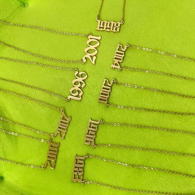 China FASHIONABLE Custom Letter Name Stainless Steel Thanksgiving Birth Year Pendant Necklace for sale