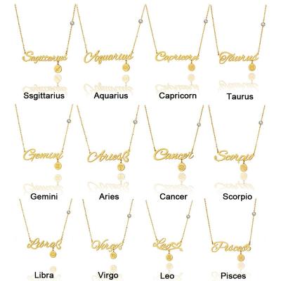 China CLASSIC Hot Selling Stainless Steel Astrology 12 Zodiac Jewelry Necklace For Women for sale