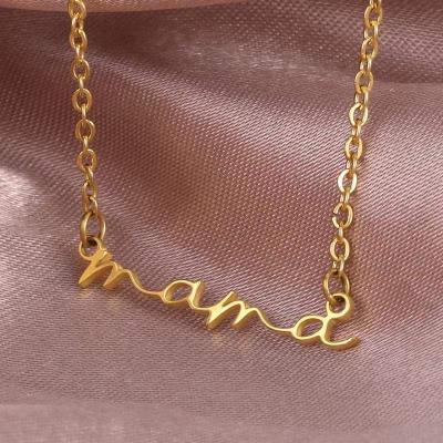 China BOHEMIA Personalized Custom Cursive MOM Letter 18K Gold Plated Stainless Steel Initial Necklace for sale