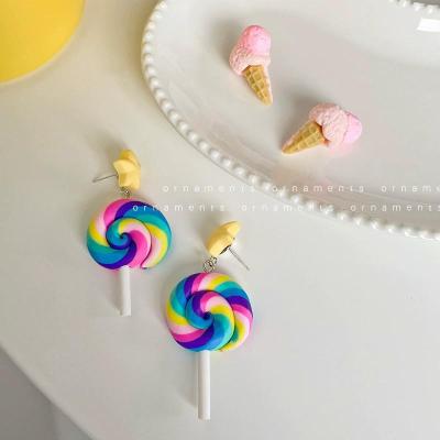 China Cute Resin Rainbow Ice Cream Candy Color Drop Earring 2021 Women Kids Jewelry for sale