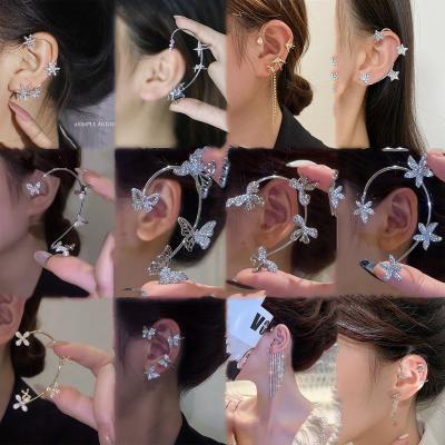 China Trendy jewelry fashion shinny simple rhinestone butterfly full PC cuff wrap earrings for women for sale