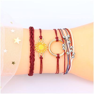 China BOHEMIA Beach Surf Sunflower Bracelet Waterproof Handwoven Women Friendship Bracelet for sale