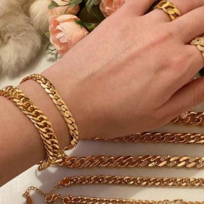 China FASHIONABLE non tarnish stainless steel men women 18k gold plated chain link bracelet design jewelry for sale