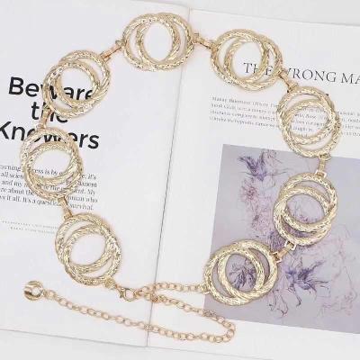 China 2021 New Fashion Metal Double Circle Metal Chain Waist Chain Belt For Women for sale