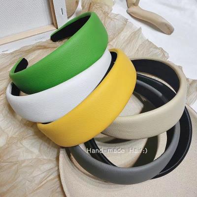 China Newest Designer Soft PU Leather Headband Custom Logo Hair Band For Women Accessories for sale