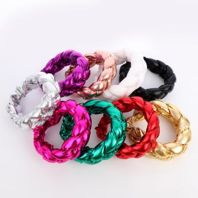 China Newest Large Braided Braided Bling Bling Fabric Braided Elastic Fashion Twist Braided Hair Ring Accessories Women Sponge Headband Braided Bright Elastic Fashion for sale