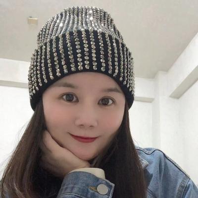 China Newest Designs Winter Bling COMMON Bling Full Rhinestones Crystal Women Knit Beanies Hat Unisex for sale