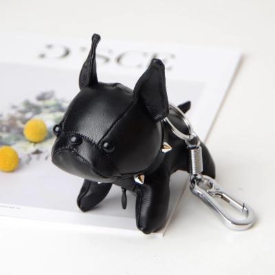 China New Design Wholesale Leather French Bulldog Part Car Key Chain Decoration for sale