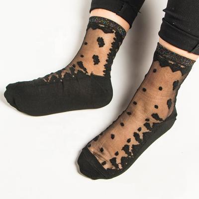 China Crystal Lace Socks Women Ankle Lace Socks Antibacterial Crystal See Lace Women's Ankle Socks for sale