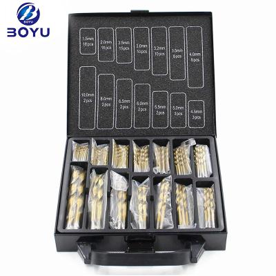 China Ti-Coated Metal Drilling 99PCS HSS Twist Drill Bits Set 1.0-10.mm Drill Sets In Metal Case for sale