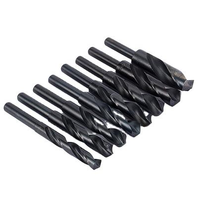 China Metal Drilling HSS Fully Ground Titanium Coating 1/2 Reduced Shank Rolled Black Twist Drill Bits Set For Metal Stainless Steel Drilling for sale